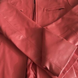 Coral soft leather coat